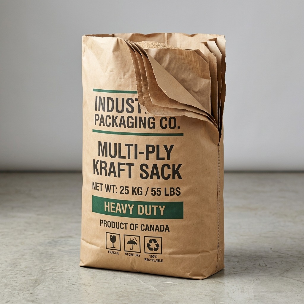 Multiwall kraft paper bag with multiple structural paper plies