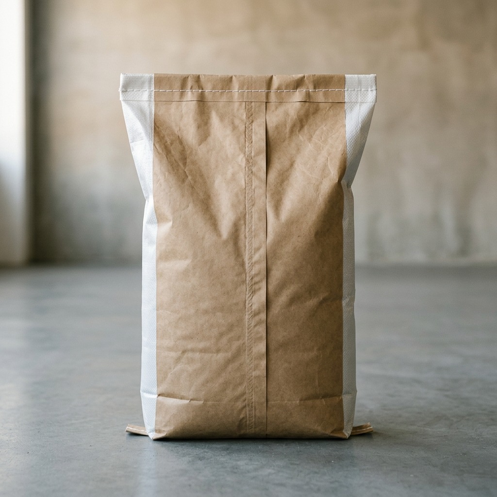 Paper-laminated HDPE central-sealed industrial sack bag with single back seam
